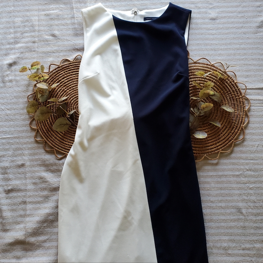 Navy and White Midi Dress